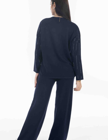 Σετ πλεκτο σε μπλε χρωμα με strass