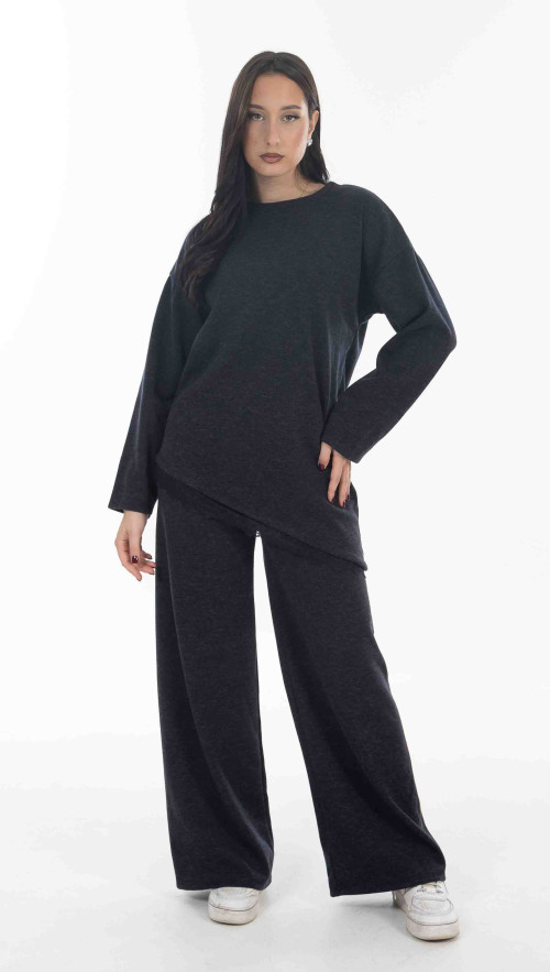 Σετ πλεκτο σε μπλε χρωμα με δαντελα