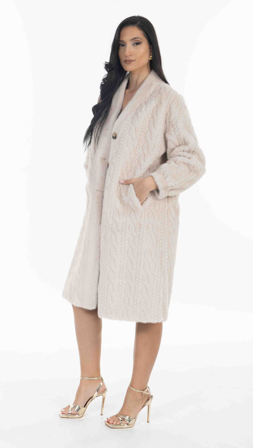 Παλτό-ζακέτα σε μπεζ/εκρού