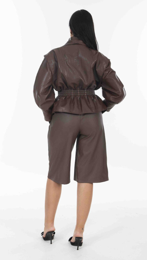 Jacket σε καφέ απόχρωση σε Suede υφή.