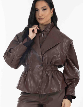 Jacket σε καφέ απόχρωση σε Suede υφή.