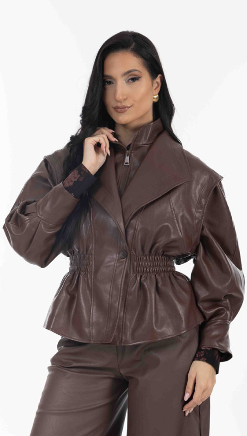 Jacket σε καφέ απόχρωση σε Suede υφή.