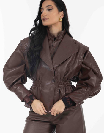 Jacket σε καφέ απόχρωση σε Suede υφή.