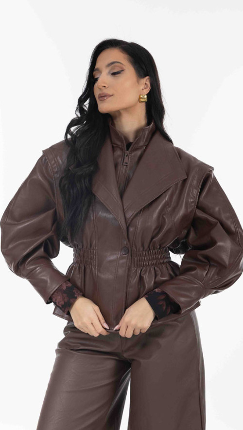 Jacket σε καφέ απόχρωση σε Suede υφή.