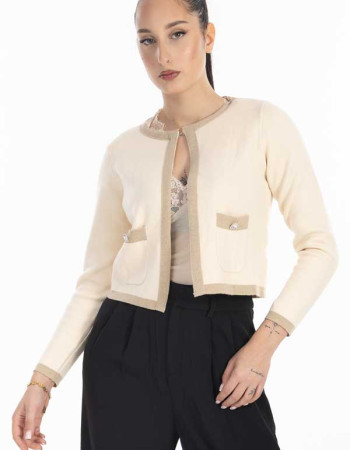 Κοντό πλεκτό σακάκι  μπεζ