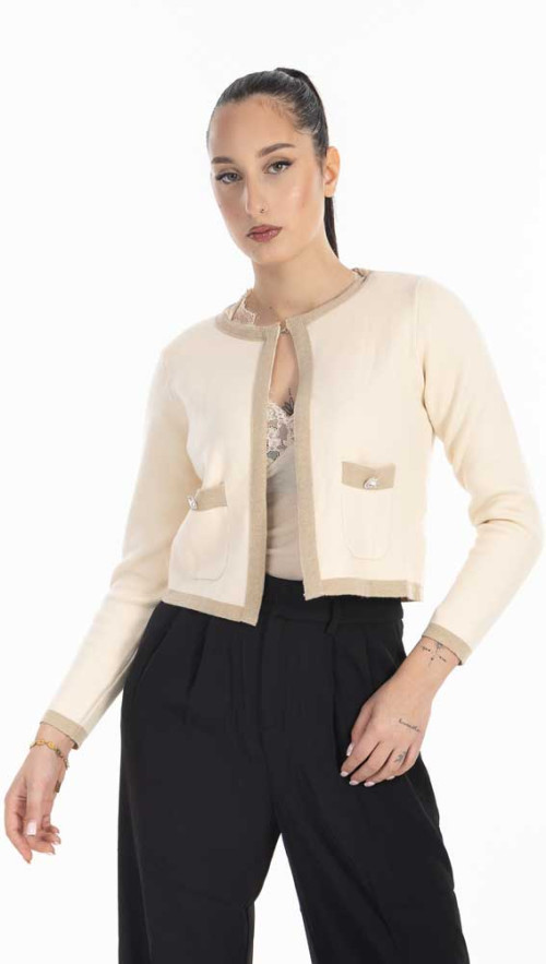 Κοντό πλεκτό σακάκι  μπεζ