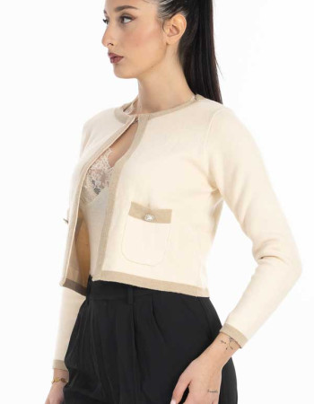 Κοντό πλεκτό σακάκι  μπεζ