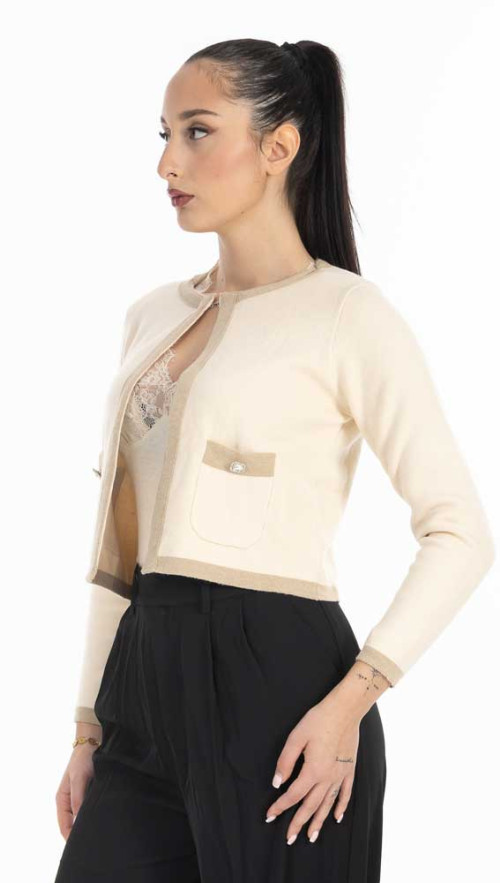 Κοντό πλεκτό σακάκι  μπεζ