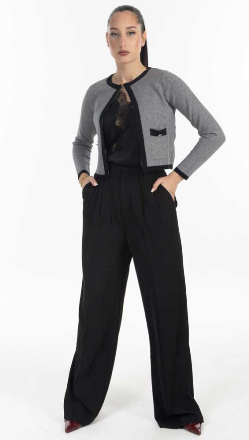 Κοντό πλεκτό σακάκι μαυρο