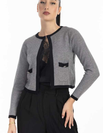 Κοντό πλεκτό σακάκι μαυρο