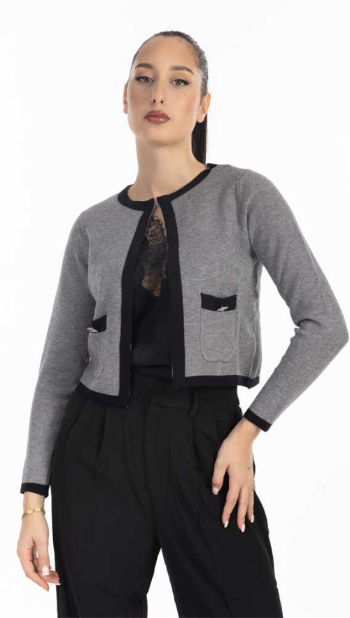 Κοντό πλεκτό σακάκι μαυρο