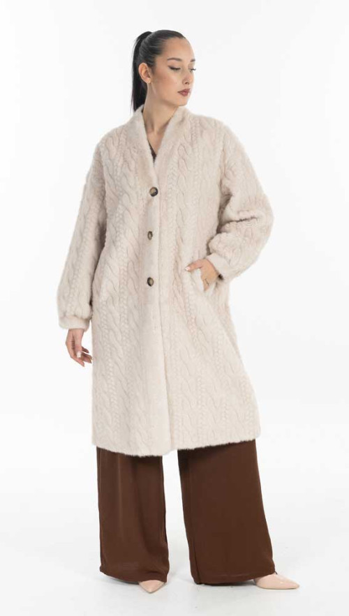 Παλτό-ζακέτα σε μπεζ/εκρού