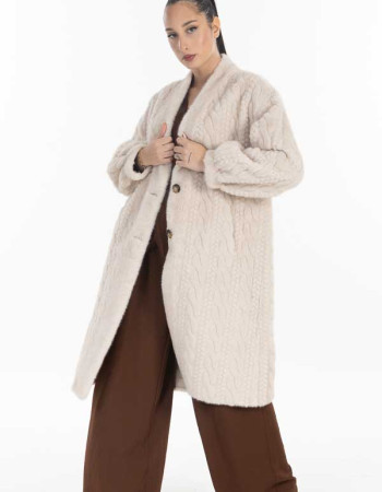 Παλτό-ζακέτα σε μπεζ/εκρού