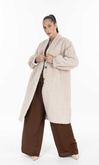 Παλτό-ζακέτα σε μπεζ/εκρού