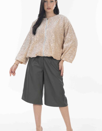 Bomber σε μπεζ απόχρωση  με παγιετα μπεζ