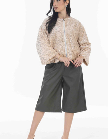 Bomber σε μπεζ απόχρωση  με παγιετα μπεζ