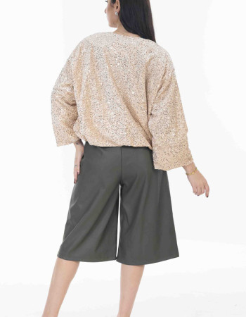 Bomber σε μπεζ απόχρωση  με παγιετα μπεζ