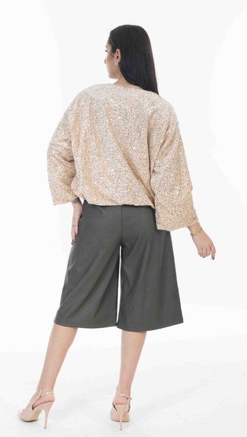 Bomber σε μπεζ απόχρωση  με παγιετα μπεζ