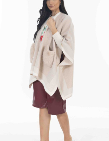 Κάπα πλεκτή σε μπεζ απόχρωση