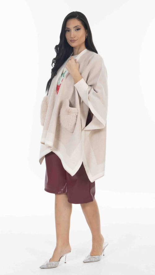 Κάπα πλεκτή σε μπεζ απόχρωση