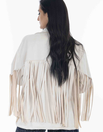 JACKET σε λευκή απόχρωση με κροσια