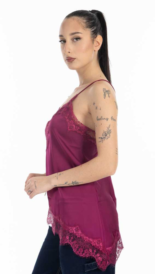 Top Σατεν με δαντέλα