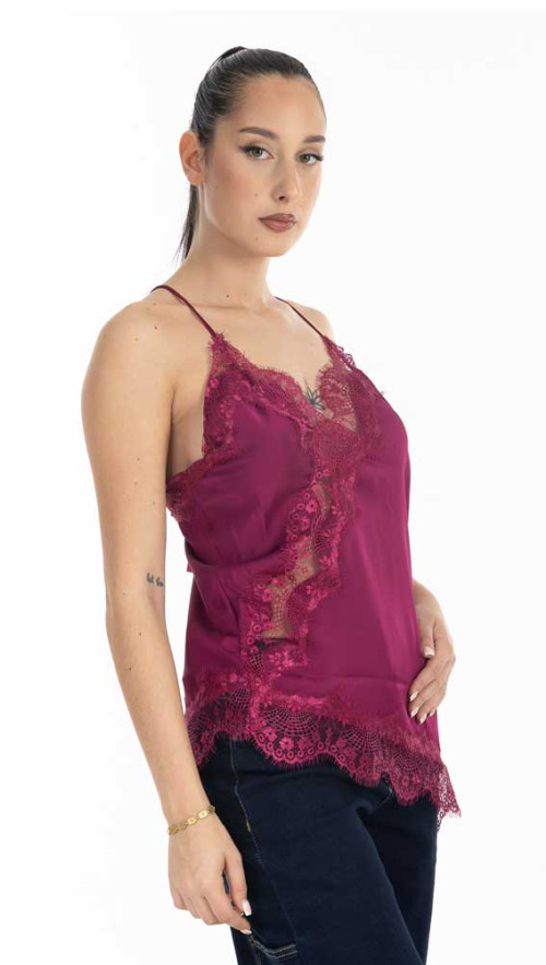 Top Σατεν με δαντέλα