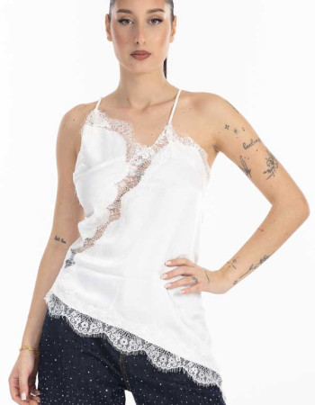 Top Σατεν με δαντέλα