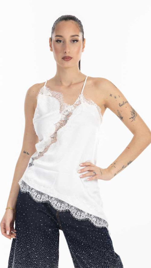 Top Σατεν με δαντέλα