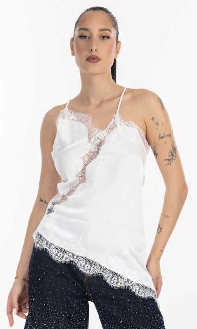 Top Σατεν με δαντέλα