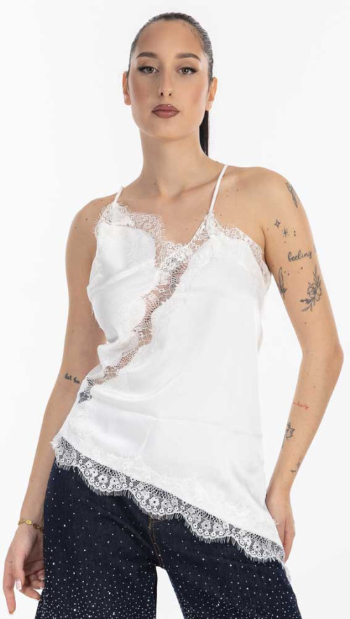 Top Σατεν με δαντέλα