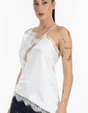 Top Σατεν με δαντέλα