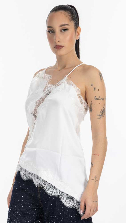 Top Σατεν με δαντέλα