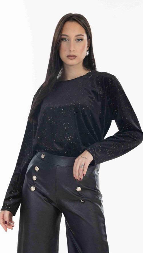 Μπλουζα βελουτε σε μαυρη αποχρωση.