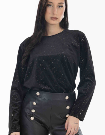 Μπλουζα βελουτε σε μαυρη αποχρωση.