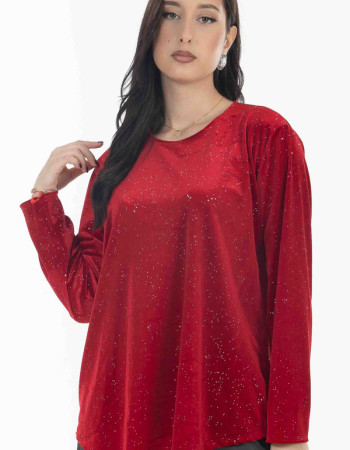 Μπλουζα βελουτε σε κοκκινη αποχρωση