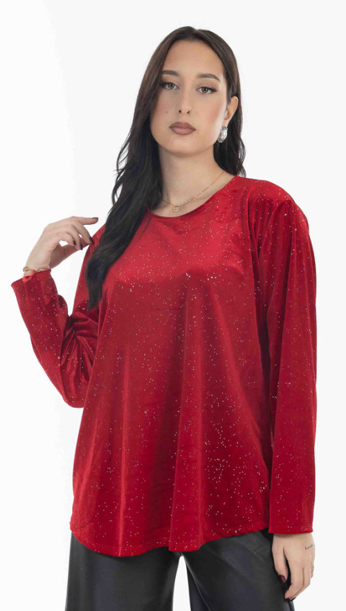 Μπλουζα βελουτε σε κοκκινη αποχρωση