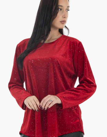 Μπλουζα βελουτε σε κοκκινη αποχρωση