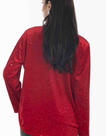 Μπλουζα βελουτε σε κοκκινη αποχρωση