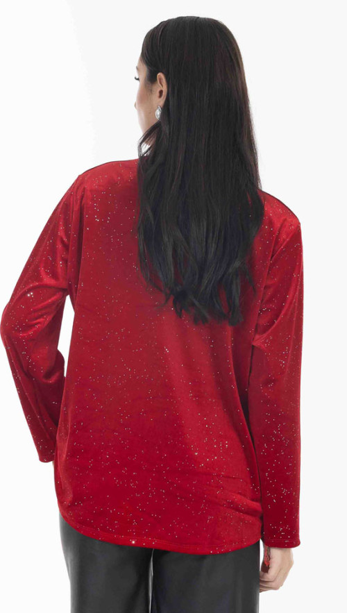 Μπλουζα βελουτε σε κοκκινη αποχρωση