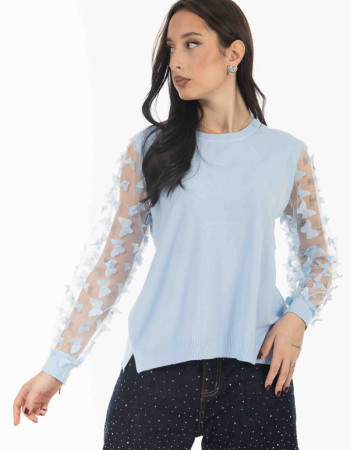 Μπλούζα πλεκτή γαλάζια