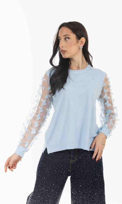 Μπλούζα πλεκτή γαλάζια