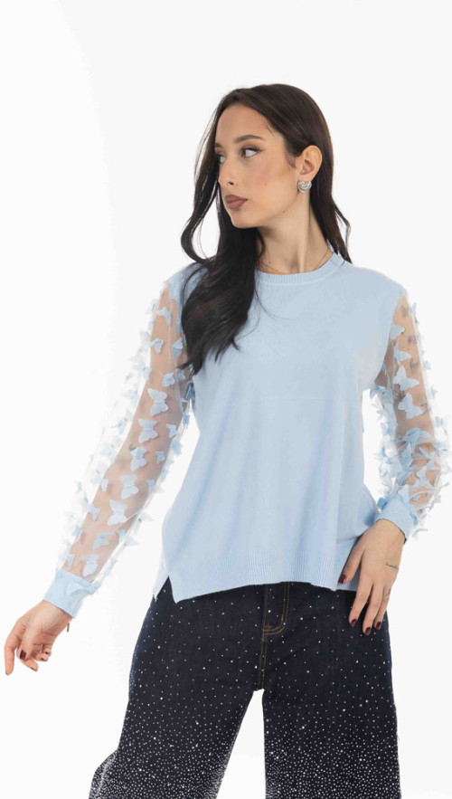 Μπλούζα πλεκτή γαλάζια