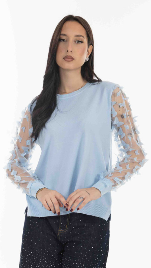 Μπλούζα πλεκτή γαλάζια