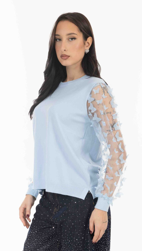 Μπλούζα πλεκτή γαλάζια