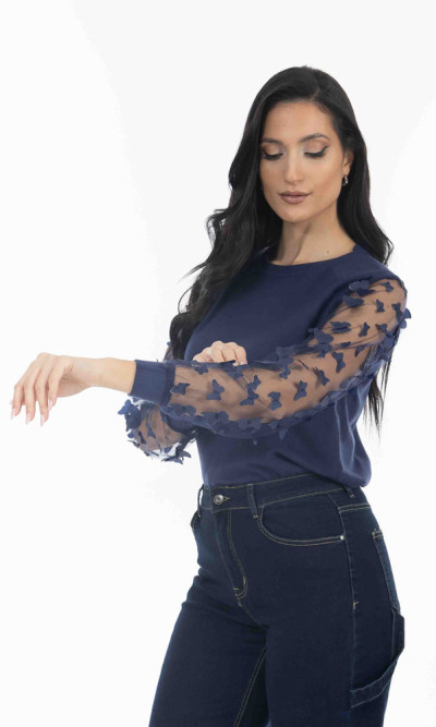 Μπλούζα πλεκτή Μπλε