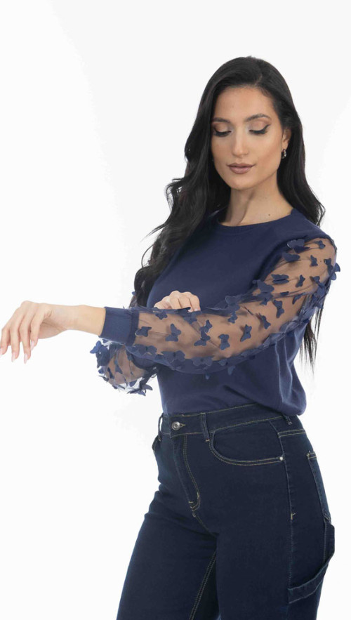 Μπλούζα πλεκτή Μπλε