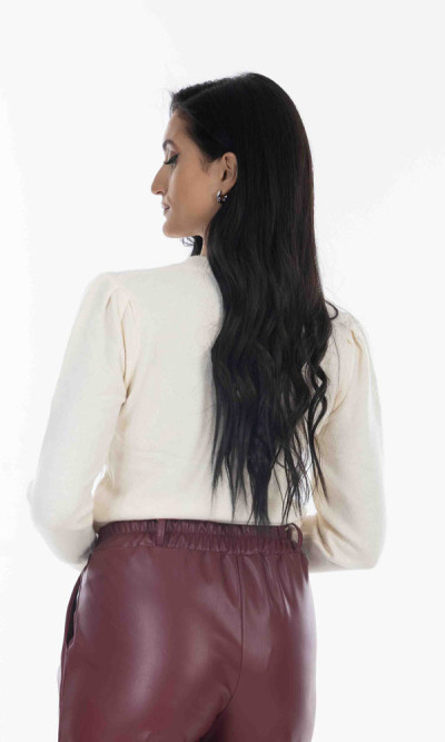 Μπλούζα πλεκτή με κερασάκια και παγέτα