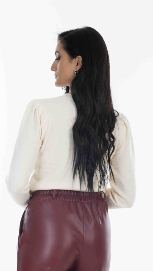 Μπλούζα πλεκτή με κερασάκια και παγέτα