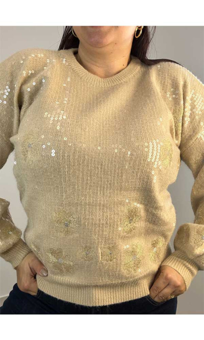 Μπλούζα πλεκτή με παγέτα 